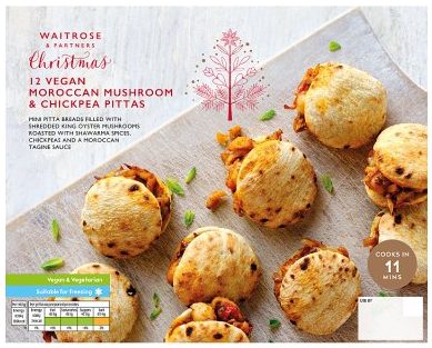 Waitrose Vegan Moroccan Mushroom & Chickpea Pittas 140g