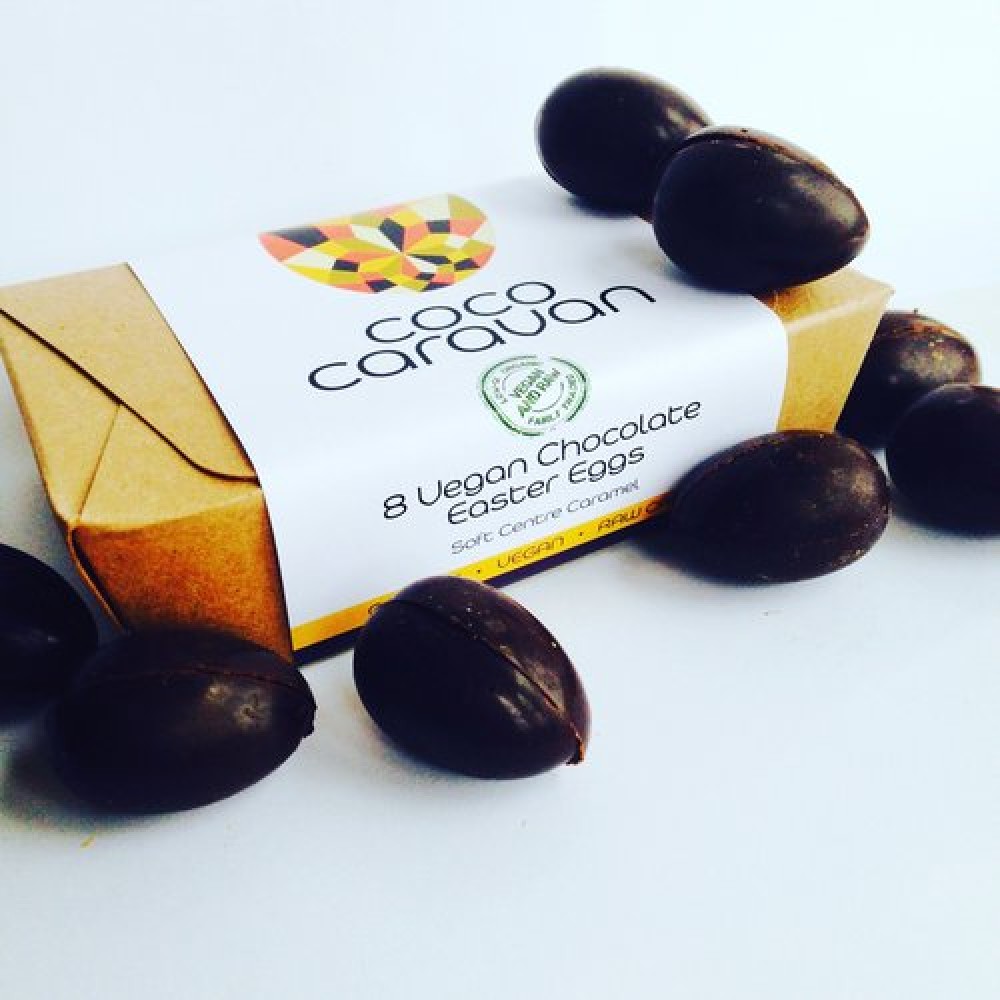 Coco Caravan Raw Organic Chocolate Caramel Centre Mini Eggs 80g