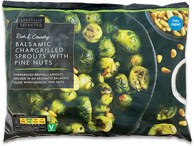 Specially Selected Balsamic Chargrilled Sprouts With Pine Nuts 400g copy