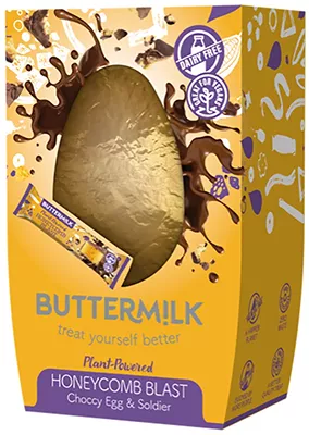 Buttermilk Plant-Powered Honeycomb Choccy Egg with Honeycomb Bar - 175g